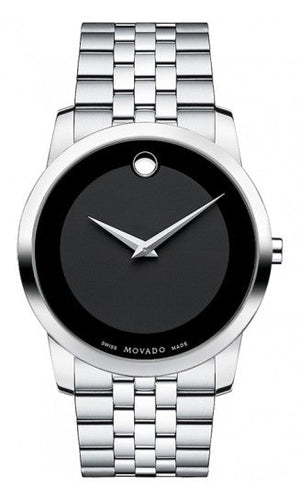 Movado Museum Classic Black Dial Silver Steel Strap Watch For Men - 606504 Authentic Buy Shop Now