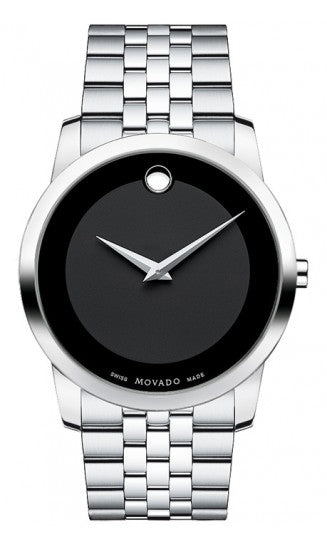 Movado Museum Classic Black Dial Silver Steel Strap Watch For Men - 606504 Authentic Buy Shop Now