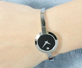 Movado Bela Black Dial Silver Steel Strap Watch For Women - 0606595 Authentic Buy Shop Now