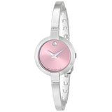 Movado Bela Museum Pink Dial Silver Steel Strap Watch For Women - 0606596 Authentic Buy Shop Now