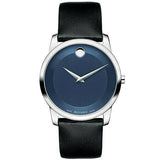 Movado Museum Classic Blue Dial Black Leather Strap Watch for Men - 606610 Authentic Buy Shop Now