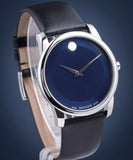 Movado Museum Classic Blue Dial Black Leather Strap Watch for Men - 606610 Authentic Buy Shop Now