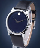Movado Museum Classic Blue Dial Black Leather Strap Watch for Men - 606610 Authentic Buy Shop Now