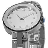 Movado Sapphire Diamonds Silver Dial Silver Steel Strap Watch For Women - 606814 Authentic Buy Shop Now
