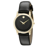 Movado Museum Classic Black Dial Black Leather Strap Watch For Women - 0606877 Authentic Buy Shop Now