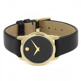 Movado Museum Classic Black Dial Black Leather Strap Watch For Women - 0606877 Authentic Buy Shop Now