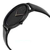 Movado Sapphire Black Dial Black Leather Strap Watch for Men - 606884 Authentic Buy Shop Now