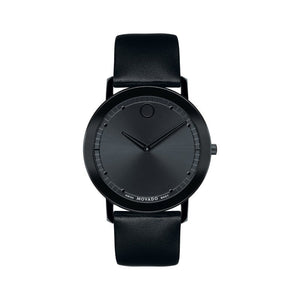 Movado Sapphire Black Dial Black Leather Strap Watch for Men - 606884 Authentic Buy Shop Now