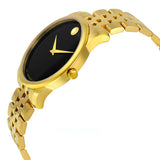 Movado Museum Black Dial Gold Steel Strap Watch For Men - 606997 Authentic Buy Shop Now