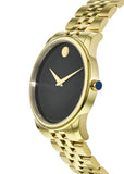 Movado Museum Black Dial Gold Steel Strap Watch For Men - 606997 Authentic Buy Shop Now