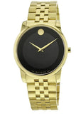 Movado Museum Black Dial Gold Steel Strap Watch For Men - 606997 Authentic Buy Shop Now
