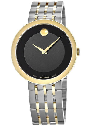 Movado Museum Esperanza Black Dial Two Tone Steel Strap Watch For Men - 0607058 Authentic Buy Shop Now