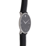 Movado Ultra Slim Black Dial Black Leather Strap Watch For Women - 0607094 Authentic Buy Shop Now