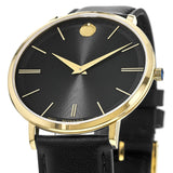 Movado Ultra Slim Black Dial Black Leather Strap Watch For Men - 0607087 Authentic Buy Shop Now