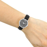 Movado Ultra Slim Black Dial Black Leather Strap Watch For Women - 0607094 Authentic Buy Shop Now