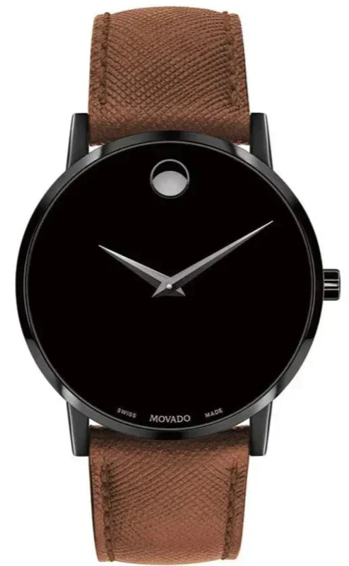 Movado Museum Classic Black Dial Brown Leather Strap Watch for Men - 0607198 Authentic Buy Shop Now
