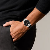 Movado Museum Classic Diamonds Black Dial Silver Steel Strap Watch for Men - 0607201 Authentic Buy Shop Now