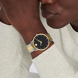 Movado Museum Classic Diamonds Black Dial Two Tone Steel Strap Watch for Men - 0607202 Authentic Buy Shop Now
