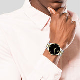 Movado Museum Classic Diamonds Black Dial Two Tone Steel Strap Watch For Men - 0606879 Authentic Buy Shop Now