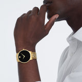 Movado Museum Classic Quartz Black Dial Gold Steel Strap Watch for Men - 0607203 Authentic Buy Shop Now
