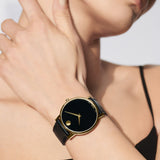 Movado Museum Black Dial Black Leather Strap Watch For Women - 2100006 Authentic Buy Shop Now