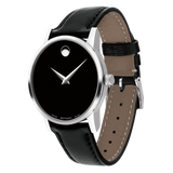 Movado Museum Black Dial Black Leather Strap Watch For Men - 2100002 Authentic Buy Shop Now