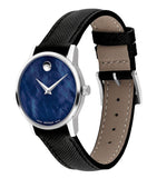 Movado Museum Classic Blue Dial Black Leather Strap Watch for Men - 0607197 Authentic Buy Shop Now