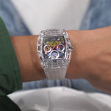 Guess Phoenix Polycarbonate Clear Multi-function Black Dial Clear Rubber Strap Watch for Men - GW0499G3 Authentic Buy Shop Now