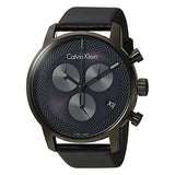 Calvin Klein City Chronograph Grey Dial Black Leather Strap Watch for Men - K2G177C3 Authentic Buy Shop Now