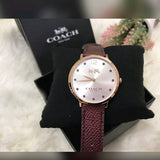 Coach Slim Easton Silver Dial Brown Leather Strap Watch for Women - 14502694 Authentic Buy Shop Now