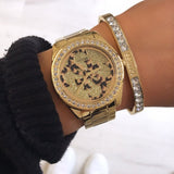 Guess G Twist Diamonds Gold Dial Gold Steel Strap Watch For Women - W1201L2 Authentic Buy Shop Now