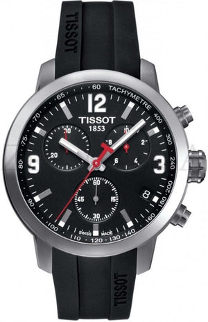 Tissot PRC 200 Chronograph Black Dial Black Rubber Strap Watch for Men - T114.417.17.057.00 Authentic Buy Shop Now