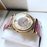 Versace V-Motif Vintage Logo Diamonds Gold Dial Pink Leather Strap Watch for Women - VERE01118 Authentic Buy Shop Now