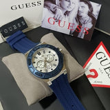 Guess Force White Dial Blue Rubber Strap Watch For Men - W0674G4 Authentic Buy Shop Now
