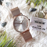 Coach Perry White Dial Gold Mesh Bracelet Watch for Women - 14503125 Authentic Buy Shop Now