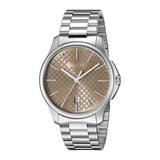 Gucci G Timeless Quartz Brown Dial Silver Steel Strap Watch for Men - YA126317 Authentic Buy Shop Now