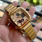Fossil Retro Analog-Digital Gold Dial Gold Steel Strap Watch for Men - FS5889 Authentic Buy Shop Now