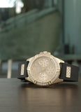 Guess Frontier Diamonds Gold Dial Black Rubber Strap Watch For Women - W1160L1 Authentic Buy Shop Now