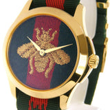 Gucci Le Marche des Merveilles Green & Red Dial Green & Red NATO Strap Unisex Watch - YA126487 Authentic Buy Shop Now