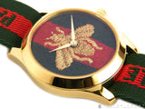 Gucci Le Marche des Merveilles Green & Red Dial Green & Red NATO Strap Unisex Watch - YA126487 Authentic Buy Shop Now