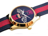 Gucci G Timeless Bee Red & Blue Dial Red Two Tone Nylon Strap Watch For Men - YA1264061 Authentic Buy Shop Now