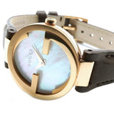 Gucci G Interlocking Mother of Pearl Dial Brown Leather Strap Watch For Women - YA133516 Authentic Buy Shop Now