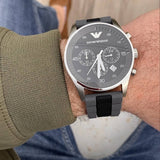 Emporio Armani Sportivo Black Dial Two Tone Ceramic Bracelet Watch For Men - AR5866 Authentic Buy Shop Now