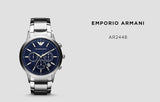 Emporio Armani Renato Chronograph Blue Dial Silver Steel Strap Watch For Men - AR2448 Authentic Buy Shop Now
