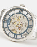 Fossil Townsman Automatic Skeleton Silver Dial Silver Steel Strap Watch for Men - ME3044 Authentic Buy Shop Now