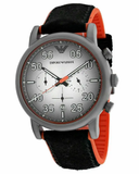 Emporio Armani Chronograph Quartz Grey Dial Black Leather Strap Watch For Men - AR11174 Authentic Buy Shop Now