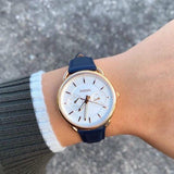 Fossil Tailor White Dial Blue Leather Strap Watch for Women - ES4260 Authentic Buy Shop Now