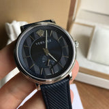 Versace Menifesto Quartz Blue Dial Blue Leather Strap Watch For Men - VBQ01017 Authentic Buy Shop Now