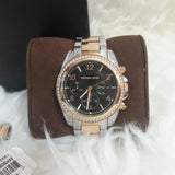 Michael Kors Blair Chronograph Black Dial Two Tone Steel Strap Watch For Women - MK6093 Authentic Buy Shop Now