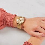 Guess Tri Glitz Quartz Diamonds Gold Dial Gold Mesh Bracelet Watch For Women - W1142L2 Authentic Buy Shop Now